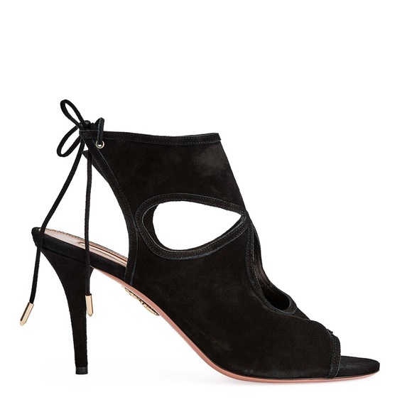 Aquazurra | Black Suede ‘Sexy Thing’ Cut Out Heels | Size 36.5 - Picture 1 of 6